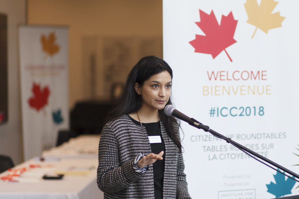 ICC staff member speaks to audience