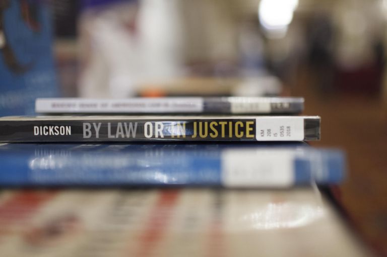 closeup of law books at the vancouver ciaj event
