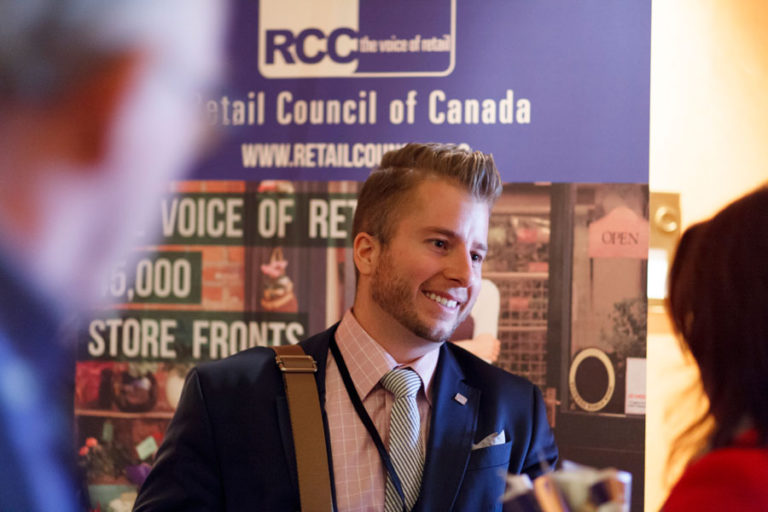 Networking and candid photos at the retail west conference