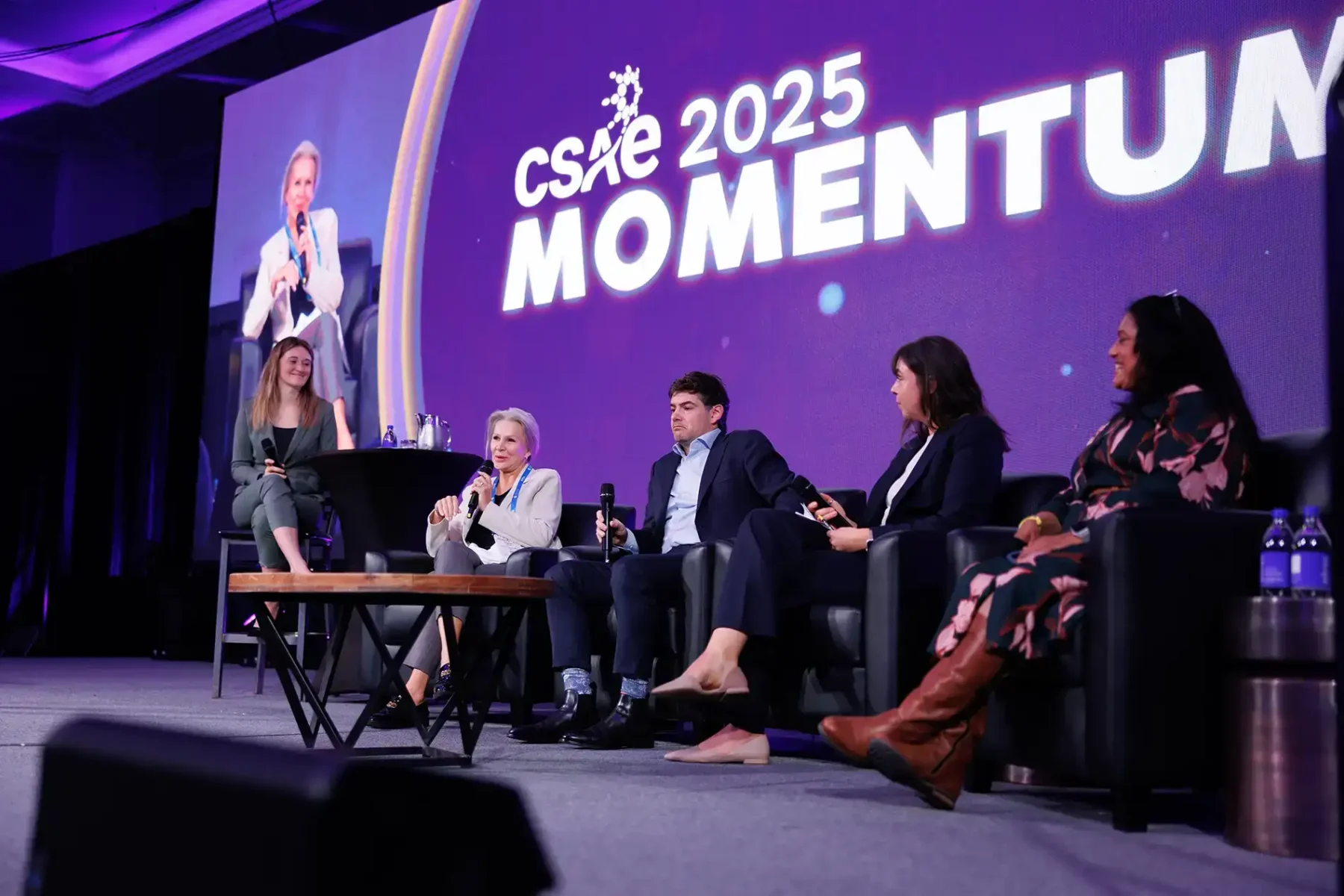 Panel members on stage during the CSAE Momentum conference at the Victoria Conference Centre