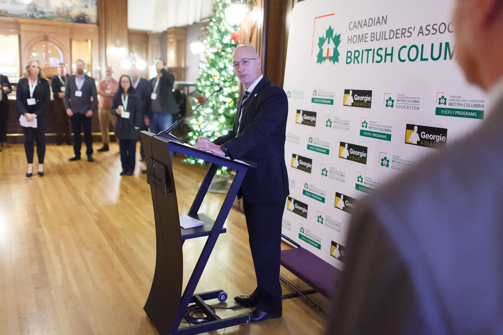a presenter speaks at the BC home builders advocacy day in Victoria