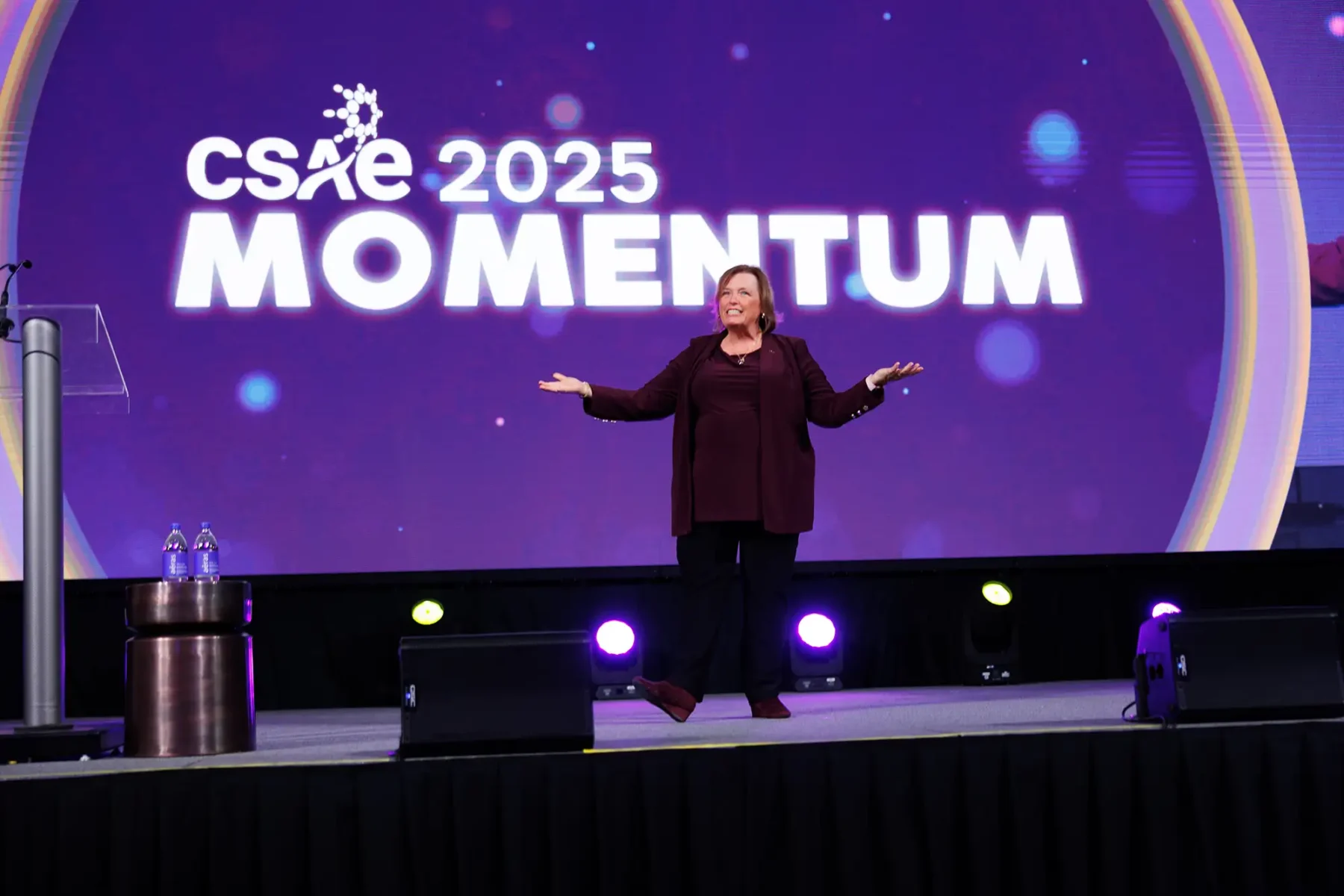 CSAE president speaks to the audience during conference photography in Victoria BC