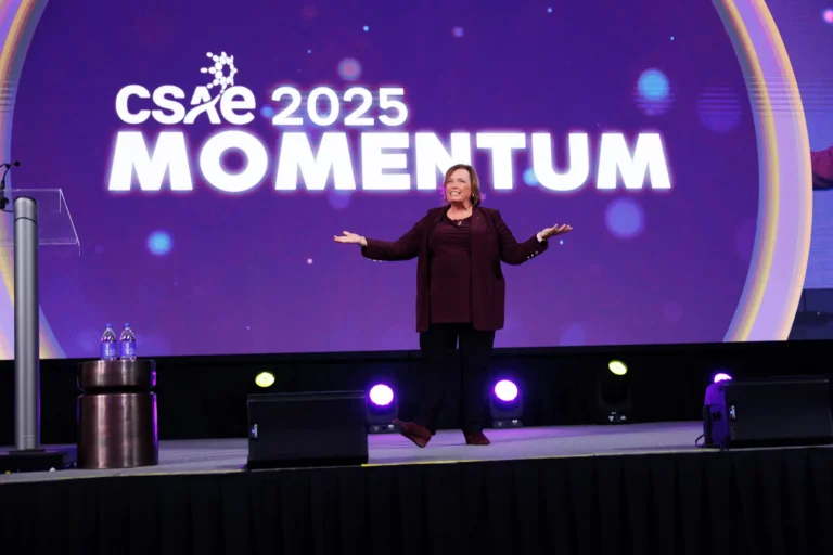 CSAE president speaks to the audience during conference photography in Victoria BC