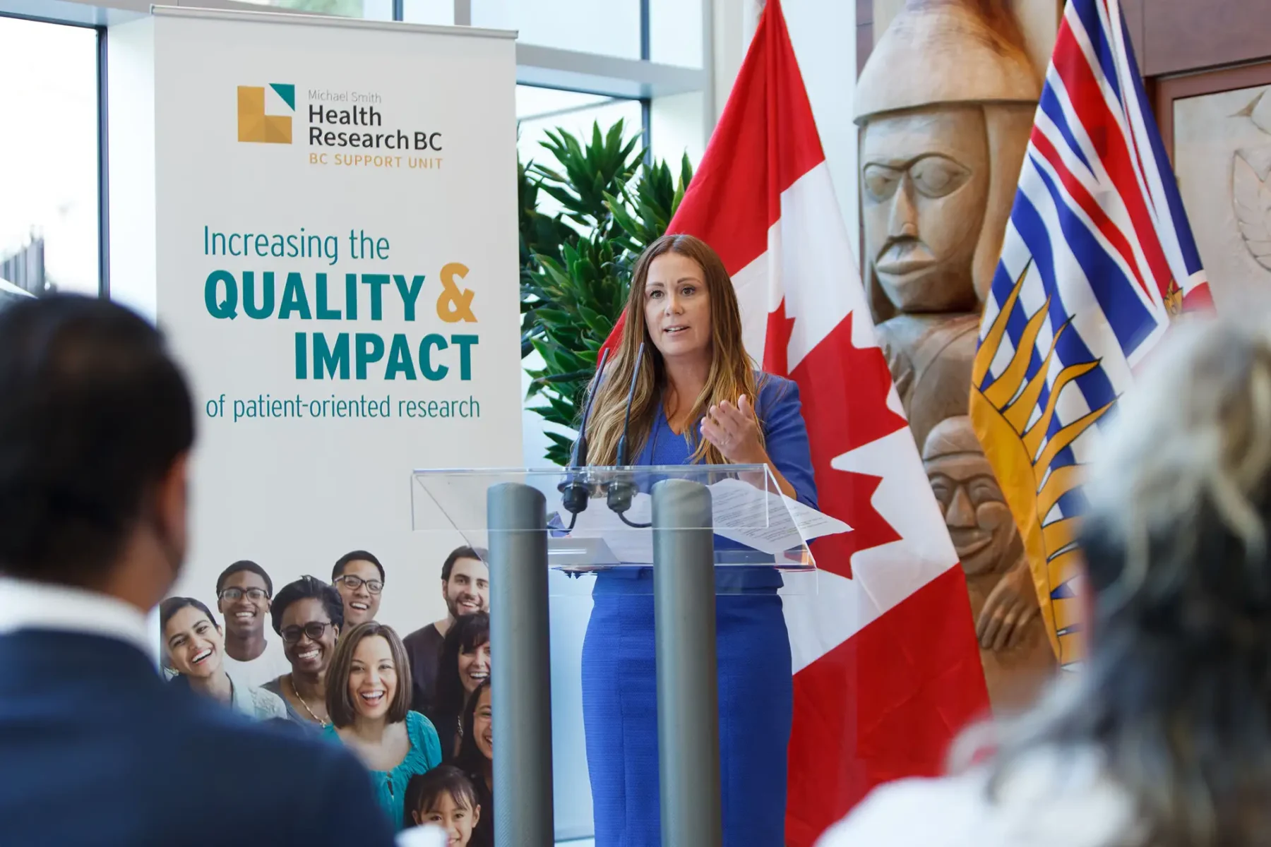 press conference photography during a announcement at Jubilee hospital in Victoria BC