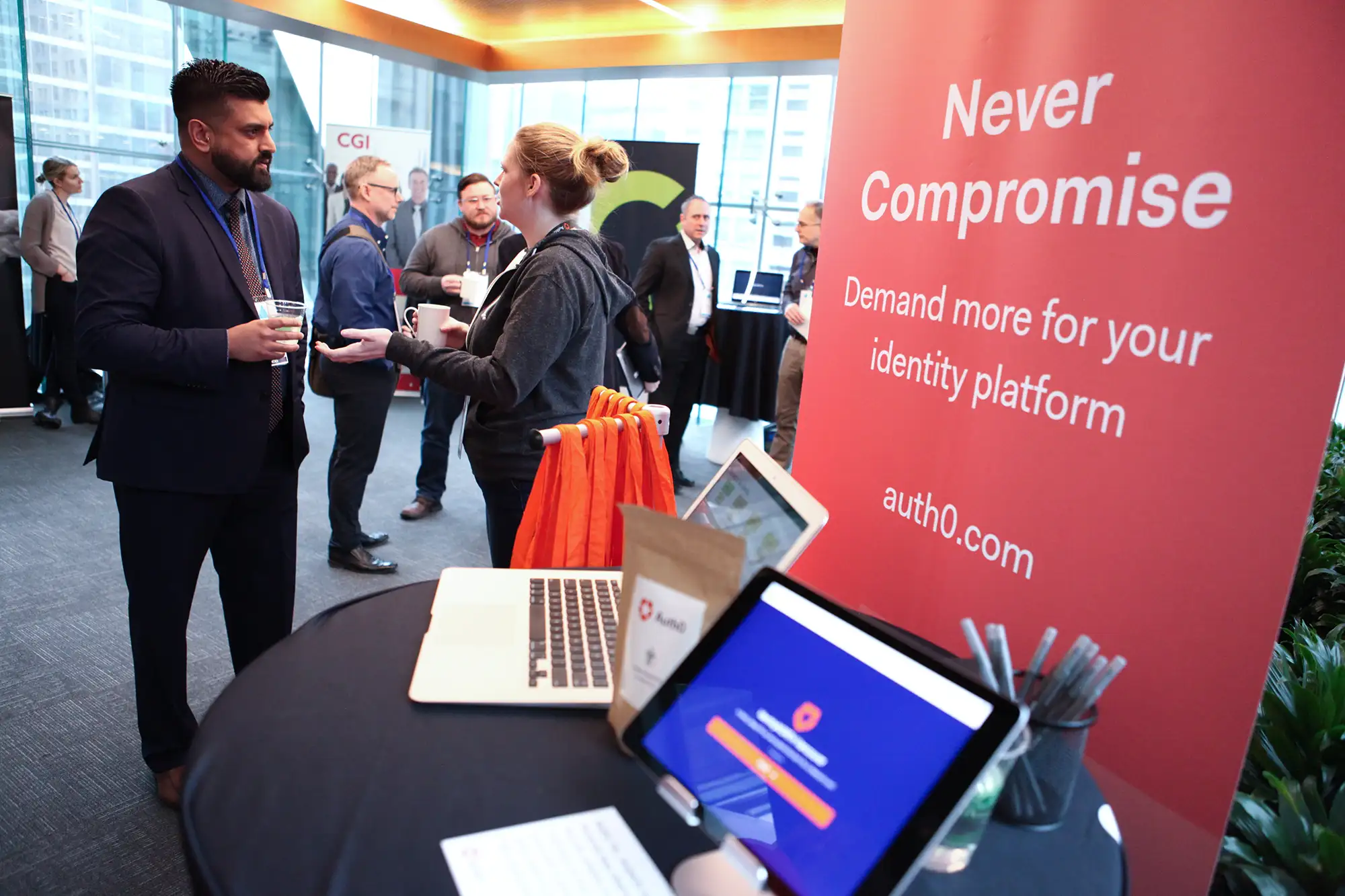 close up of a vendor booth at a trade show industry expo